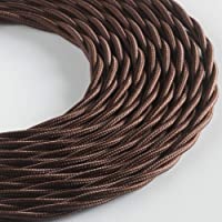 Klartext – Cable textil trenzado Belle Époque para instalación eléctrica vintage- 3 x 1-5 mm- marrón- 3 m